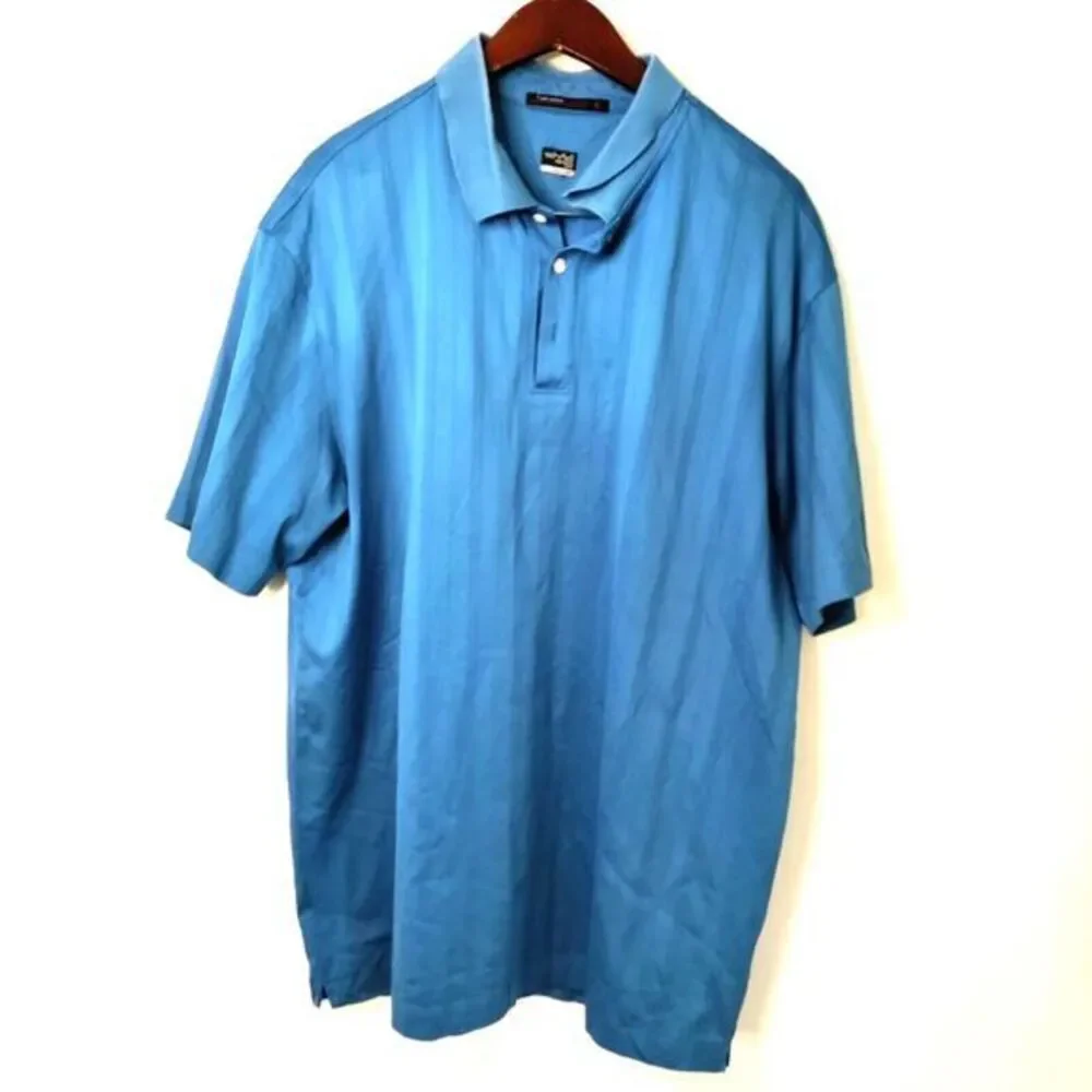 Tiger Woods Golf Polo Men Blue XL Nike Collection‎ Perforated Dri Fit Shirt VTG